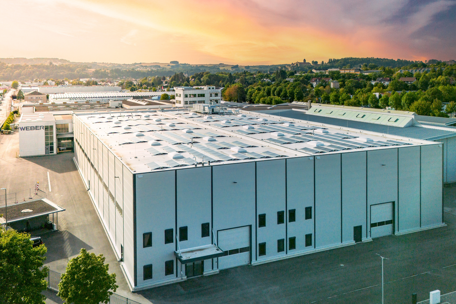Luftaufnahme Weber Maschinenfabrik GmbH Werk2 bei Sonnenuntergang
